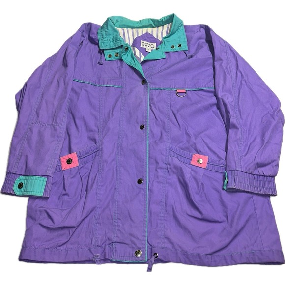 GiGi New York Jackets & Blazers - VINTAGE New York Girl Ski Jacket Womens Large L Parka Button Purple Pink 90s‎